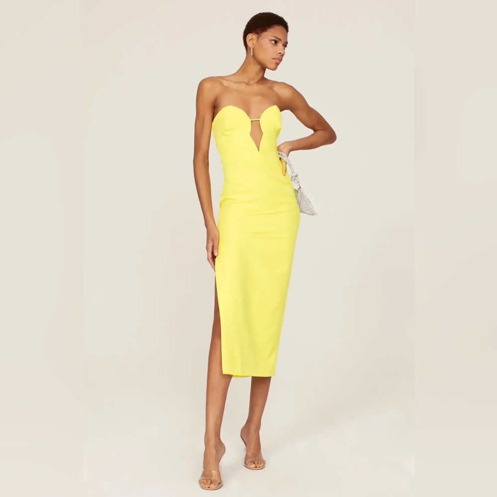 Bardot Strapless Yellow Dress